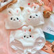 Renduo Small Breast Underwear Lucky Cat Underwear Furry Rabbit Plush Bra Super Cute Underwear Complete Set Carrot Rabbit-White 70A 32 S/70AB Cup