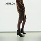 MO / CO. [Série Noir] Jupe 2025 Automne Nouveau produit Velvet fumé rétro avec courroie MBE3SKT023 BRORN S