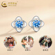CHINA GOLD pt950 platinum lucky four-leaf clover earrings women's platinum earrings Valentine's Day birthday gift for girlfriend and lover pt950-four-leaf clover earrings white about 1.2g
