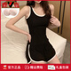 雅鹿带胸垫夏季睡衣女吊带莫代尔2025新款性感运动背心家居服套装外穿 12035 粉色【无胸垫】 2XL 【建议体重125-145斤】