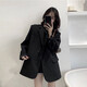 Yu Yaman Suit Women's Suit Jacket Korean Style Loose Spring and Autumn Small Man Interview and Defense Commuting Top Long Sleeve Black L Size