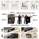 Xinyi modern simple light luxury style slate island dining table household one-piece retractable multi-functional island solid wood dining table retractable island (including cabinet) + horn chair*6 1.6m (orbital socket) double hole tea stove