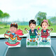 Photo personnalisée des ornements de tremblements de tête sur la voiture avec une voiture solaire en acrylique couple couple trois secoue fruit célibataire 738 cellules solaires doubles usage