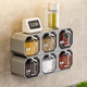 Oak song wall-mounted seasoning box kitchen household seasoning jar seasoning jar seasoning combination set storage salt MSG seasoning bottle jar gray-six grids horizontal and vertical dual-use free spoon + label