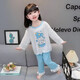 Chapitre cool (Kuzhang) Pyjamas pour enfants Girls Spring and Automne Été à manches longues Coton mince mince fille bébé dessin animé de style princesse de style princesse