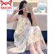 Catchero de gato (Miiow) Camislo para mujeres en verano con almohadillas de pecho de pecho de seda de seda fría pijama de verano damas dulces y lindas ropa casera primavera y otoño 3888 [almohadilla de cofre no removible] m [75-100Jin [Jin equivale a 0.5 kg]]