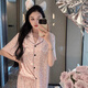 雅鹿2025新款豹纹睡衣女夏天薄款凉爽冰丝短袖长裤网红少女家居服套装 品牌YFY-9905【短袖长裤】 M 【建议80-100斤】