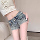 Miaolianduo retro ripped low-waist leg-showing denim shorts for hot girls in summer tight-fitting stretch hot pants trendy super shorts low-waisted M recommended 95-105 Jin Jin is equal to 0.5 kg