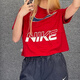 耐克（NIKE）短袖T恤女装2025夏季新款运动服针织透气圆领休闲上衣半袖 纯棉HF6291-687红色 S