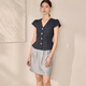 Roeyshouse Roe Intellektuelle V-Ausschnitt Taille Plaid-Hemd für Frauen 2025 Sommer Neutemperament Französische Puffhülle Top 12117 Plaid L.