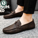 
Woodpecker Beanie Shoes Men's 2025 New Spring Men's Shoes British Men's Casual Leather Shoes Fashion and All-match Leather Casual Board Shoes YL-D826 Brown 39