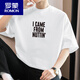
ROMON (ROMON) 260g American heavyweight pure cotton short-sleeved T-shirt for men's summer round neck base shirt full cotton half-sleeved letter printed T-shirt M09-T687 black S [80-100Jin [Jin equals 0.5 kg]]