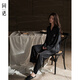 Tongyu 2025 pijamas de primavera y verano para mujeres, seda de hielo de seda delgada de manga larga para mujeres, pijama, se puede usar fuera de ropa casera para mujeres-S5012 M 160 Altura 155-163 cm de peso 90-