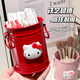 Cute and creative kitty cat iron pen holder, high-looking student desk pen holder, stationery storage bucket, makeup brush holder, pink pen holder + three-dimensional kt cat, one pack