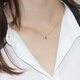 COASZE 18K gold emerald princess-shaped small pendant, diamond clavicle necklace, Chinese Valentine's Day gift for girlfriend, emerald necklace, 23-point pendant + K gold 18-inch adjustable O-shaped chain
