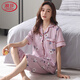 LangSha 2025 new pajamas for women pure cotton short-sleeved cropped pants summer loose large-size cardigan home clothing NX9896 2XL