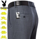 Playboy high-end mulberry silk drooping anti-wrinkle men's trousers summer thin middle-aged high-waist loose straight-leg professional pants T9906 blue-gray boutique thin 29 waist circumference 2 feet 2