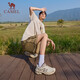Camel (camello) zapatos de trote acolchados retro para hombres de malla transpirable zapatos deportivos transpirables x15b09l7001 marfil blanco/marrón 42