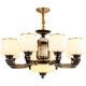 Opp's new Chinese dustproof chandelier home atmospheric living room lamp modern simple dining room lamp Zen warm bedroom LED lamp 9902-6 head