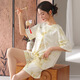 Langsha Pyjamas für Frauen 2025 Sommer Super Soft Laisele Tiansi Baumwolle kurzärmelige Anzug lose und frische Heimkleidung 1289 m [Vorgeschlagen 85-105jin [Jin ist 0,5 kg]]
