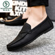 Zapatos de frijoles para hombres de carpintero Versión coreana de trabajos de negocios zapatos de cuero casual transpirable y versátiles zapatos para hombres de una sola patada 2025 verano d826 negro 40 pequeño pequeño