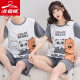 
Arctic velvet couple pajamas for women in summer pure cotton thin short-sleeved cute little white men's large size loose home clothing casual set Q1390 letter blue bear short-sleeved M women [suggested 80-100 Jin [Jin equals 0.5 kg]]