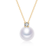 Kawamori Little Bulb Akoya Seawater Pearl Necklace 18K Gold Princess Diana Diamond Pendant Neck Clavicle Chain 8-8.5MM 18K Diamond Mirror Aurora Silver Chain