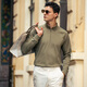 
Mr. Bu Bu Bu Bu stand collar half-tight grinding long-sleeved T-shirt 2025 autumn new solid color top men BT16861 wheat straw green M __170