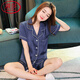 浪莎（LangSha）轻奢睡衣女夏季冰感短袖短裤薄款性感真丝绸超火家居服感新款 杏色 3899 M （体重80-100斤）