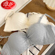 
LangSha French girl's underwear looks big and gathered without steel ring support and anti-sagging side breasts comfortable breathable lace bra gray-blue 75A 75/34AB