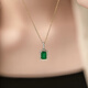 COASZE yellow 18K gold emerald colored gemstone pendant necklace women's diamond Chinese Valentine's Day gift for girlfriend and wife 18K yellow gold emerald pendant (about 70 minutes)