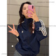 Adidas Adidas Clover 2025 summer classic hidden blue striped stand collar jacket IR9893 IR9893 Navy blue_guaranteed authentic L