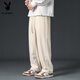 Playboy (PLAYBOY) corduroy casual trousers for men in autumn new loose straight sports pants men's autumn and winter thickened wide-leg pants apricot XL 140-155Jin Jin equals 0.5 kg