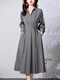 
NOSSKISS luxury high-end brand long-sleeved shirt dress for women 2025 autumn new style temperament waist-hugging and slimming high-end skirt Gray high-quality version L Recommended 105-115Jin [Jin equals 0.5 kg]