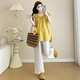 
Jingqi (JOYNCLEON) maternity suit new style maternity top pants pants pregnancy high-end summer clothing for women maternity clothes for women maternity pants summer thin yellow doll shirt + tea lace pants [suit] L