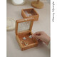 Cherry wood jewelry storage box jewelry box small glass lid jewelry box necklace bracelet exquisite medal solid wood box Jasmine-green lining cloth transparent glass North American cherry