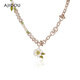 Collier Ajidou Ajidou pour la série de jardin sauvage pour femmes Fashion Allliage Crystal Pendant Pink + Green 42.5cm 1 Piece
