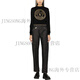 范思哲（VERSACE）FW23字母印花圆领短款长袖毛衣女款黑色 黑色 M