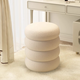 Sanqihu Cream Style Makeup Stool Home Dressing Stool Girls' Bedroom Light Luxurious and High-end Round Stool Makeup Chair The same style as the main picture, cream style off-white lamb velvet dressing stool, soft seat surface + not tired after sitting for a long time