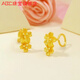 ABC Old Phoenix gold-plated silver earrings, flower earrings, women's fashionable and exquisite earrings, Chinese Valentine's Day gift for your lover, happiness and everything goes well - double flower earrings, 1 pair, 5.04g, factory discount price