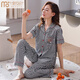 Pyjamas de coton pur modal Pure pour femmes pantalons à manches courtes minces 2025 Nouveau coton à carreaux Summer Mère Vêtements à domicile A9922 M Suggestion-80-95Jin [Jin est égal à 0,5 kg]
