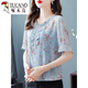 Woodpecker chiffon shirt short-sleeved women's 2025 new temperament belly cover top for women, light luxury and fashionable shirt, pink XL (115-125Jin[Jin equals 0.5 kg])