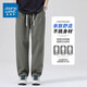 Jeanswest casual pants men's 2025 autumn and winter new pure cotton sports overalls plus velvet wide-leg loose straight trousers military green XL 125-145Jin Jin equals 0.5 kg