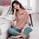 Langsha light luxury pajamas for women in summer 2025 new pure cotton thin loose home clothes short-sleeved trousers casual and can be worn outside Fentenkan 7374 M [recommended 80-105Jin [Jin equals 0.5 kg]]