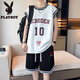 Playboy (playboy) Ice Silk Derying Basketball Suit pour garçons, élèves de lycée, T-shirts, adolescents, maillots de gilet sportif d'été, LBD-TZ6173 Black (Tops + Shorts) L 105 à 115 Jin [Jin est égal à 0,5 kg]