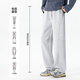 Miniso Men's Pants Men's Spring and Autumn Scimitar Straight Pants Heavy Loose Wide Leg Sports Sweatpants Men's Pants Z Hemp Gray XL
