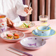 Disney (Disney) ceramic rice bowl children's tableware cream style plate creative cute girl heart ins style home use 5 pieces of big ear dog (rice bowl + spoon + chopsticks + plate + cup)
