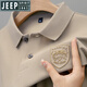 Jeep Spirit Camiseta de manga corta para hombres de verano Camisa de algodón de algodón de algodón de gama alta camisa base de media manga pesada 9901 Modelo-khaki M recomendado 90-110Jin [Jin equivale a 0.5 kg]