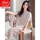 Langsha Modal Pajamas Women's Summer 2025 New Short Sleeve Thin Large Size Summer Ice Silk Cool Home Clothing Set DM13807 M (160): Recommended 80-100Jin [Jin equals 0.5 kg] Wear [
