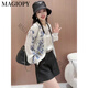 Magiopy International Luxury High-End Brand High-End Exquisite Casual Fashion Traje para mujeres 2025 Chaqueta de estilo retro de primavera en top blanco + pantalones cortos negros S (100 Jin [Jin equivale a 0.5 kg])